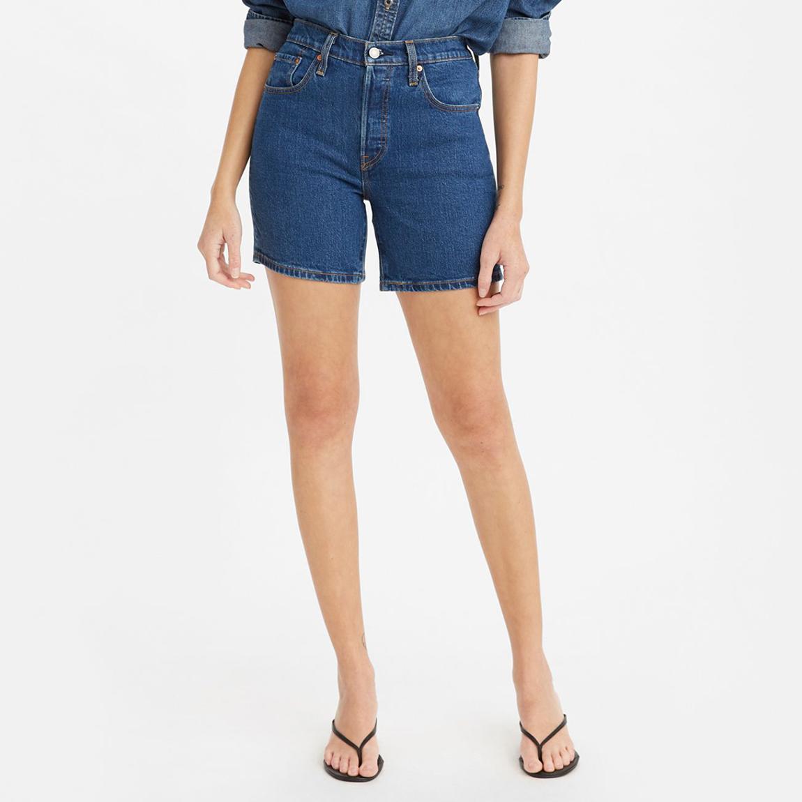 Dark Blue 501® Mid Thigh Stretch Shorts main product photo