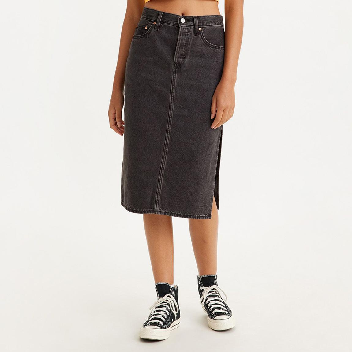 Washed Black Denim Midi Skirt main product photo