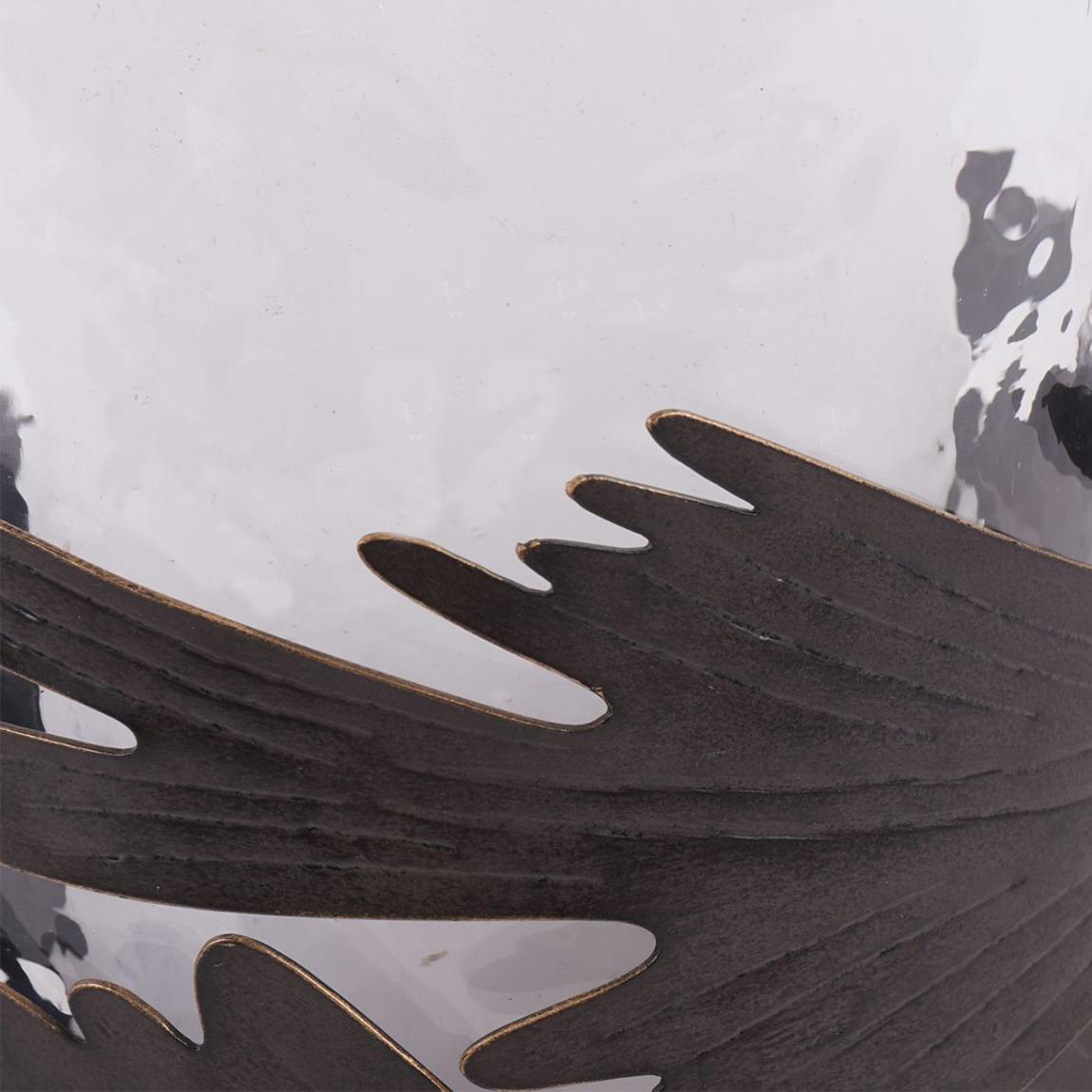 Laura Ashley Winspear Leaf Hurricane, Clear Glass & Brown main product photo