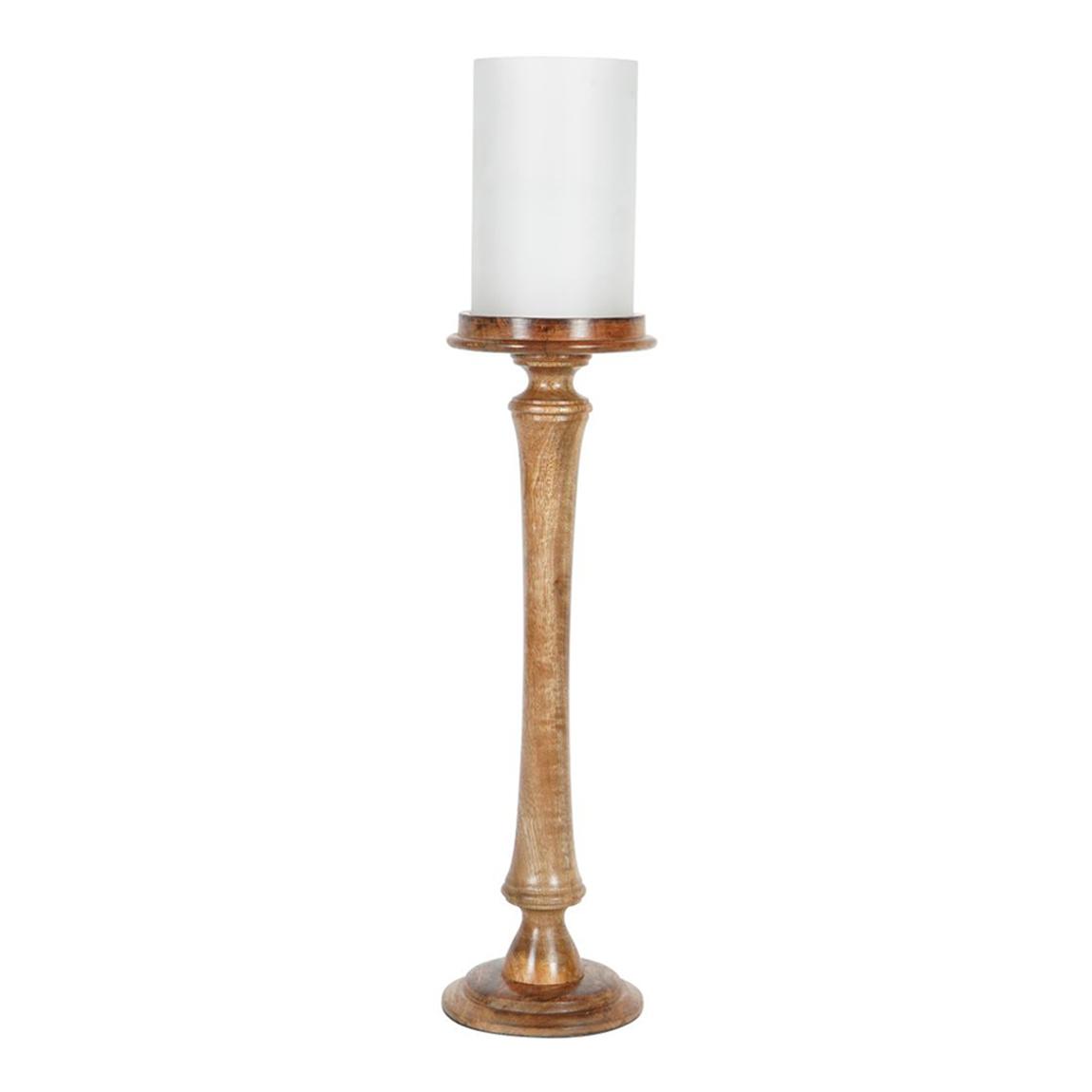 Laura Ashley Wooden Pedestal Hurricane, Frosted Glass main product photo