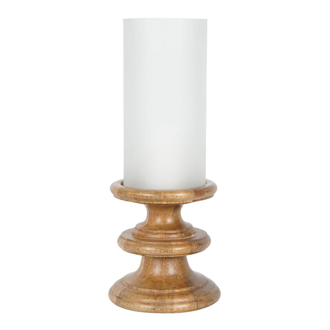 Laura Ashley Wooden Plinth Hurricane, Frosted Glass & Gold main product photo