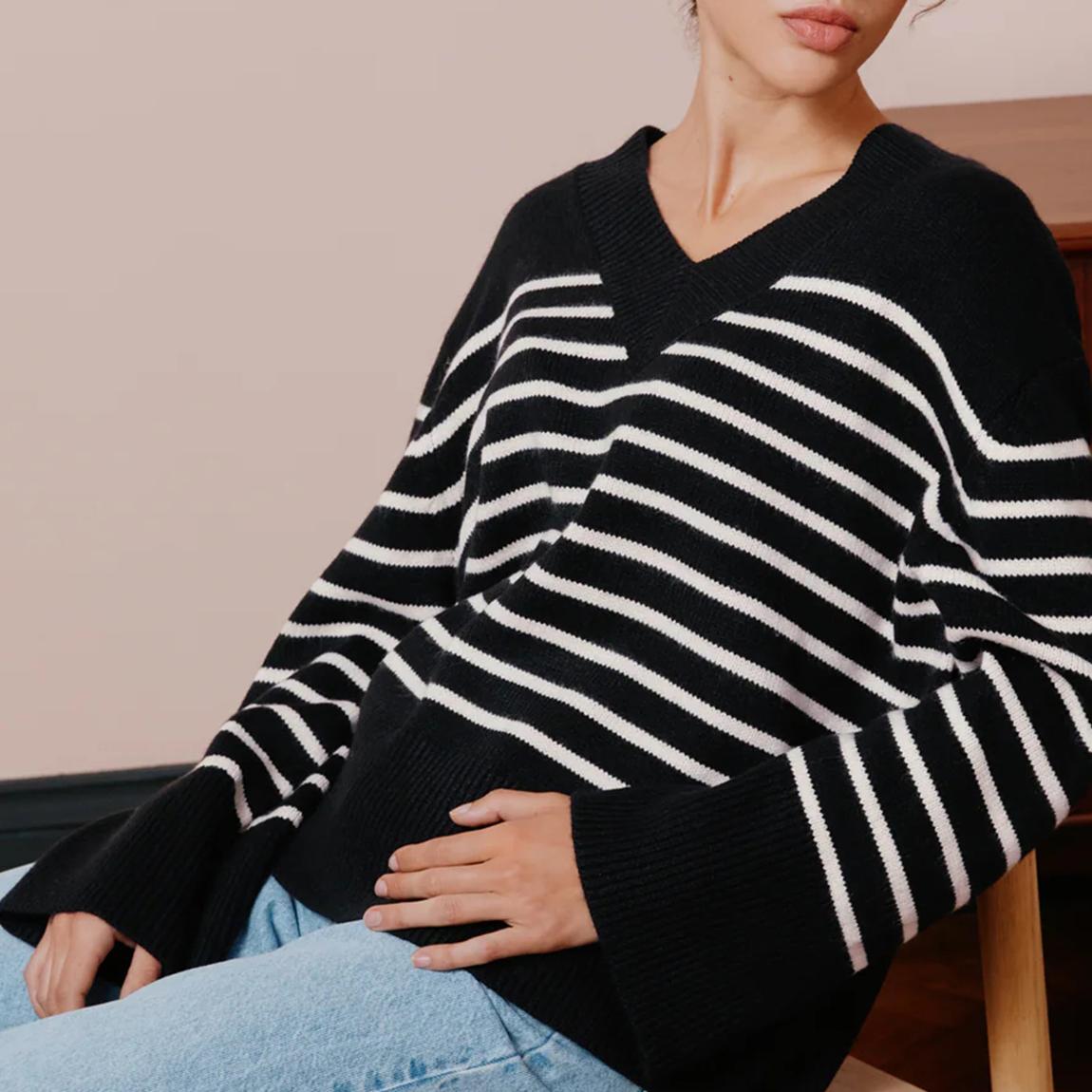 Black Stripe Wool Blend Jumper main product photo
