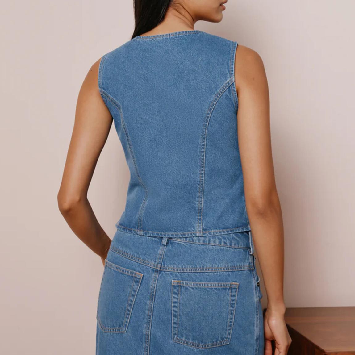Blue Denim Cotton Waistcoat main product photo