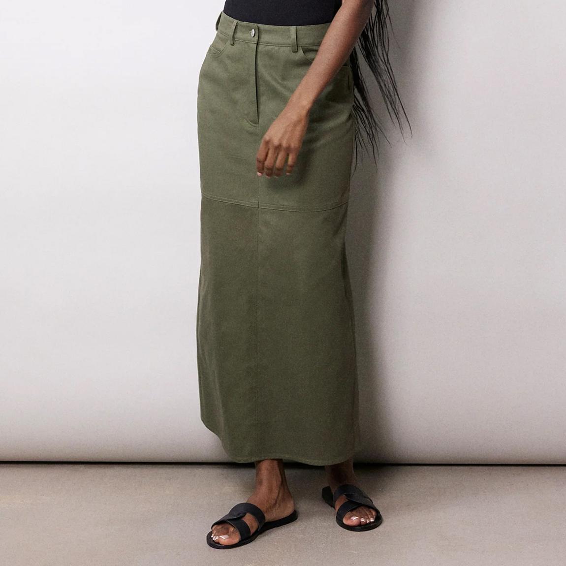 Khaki Cotton Twill Cotton Skirt main product photo