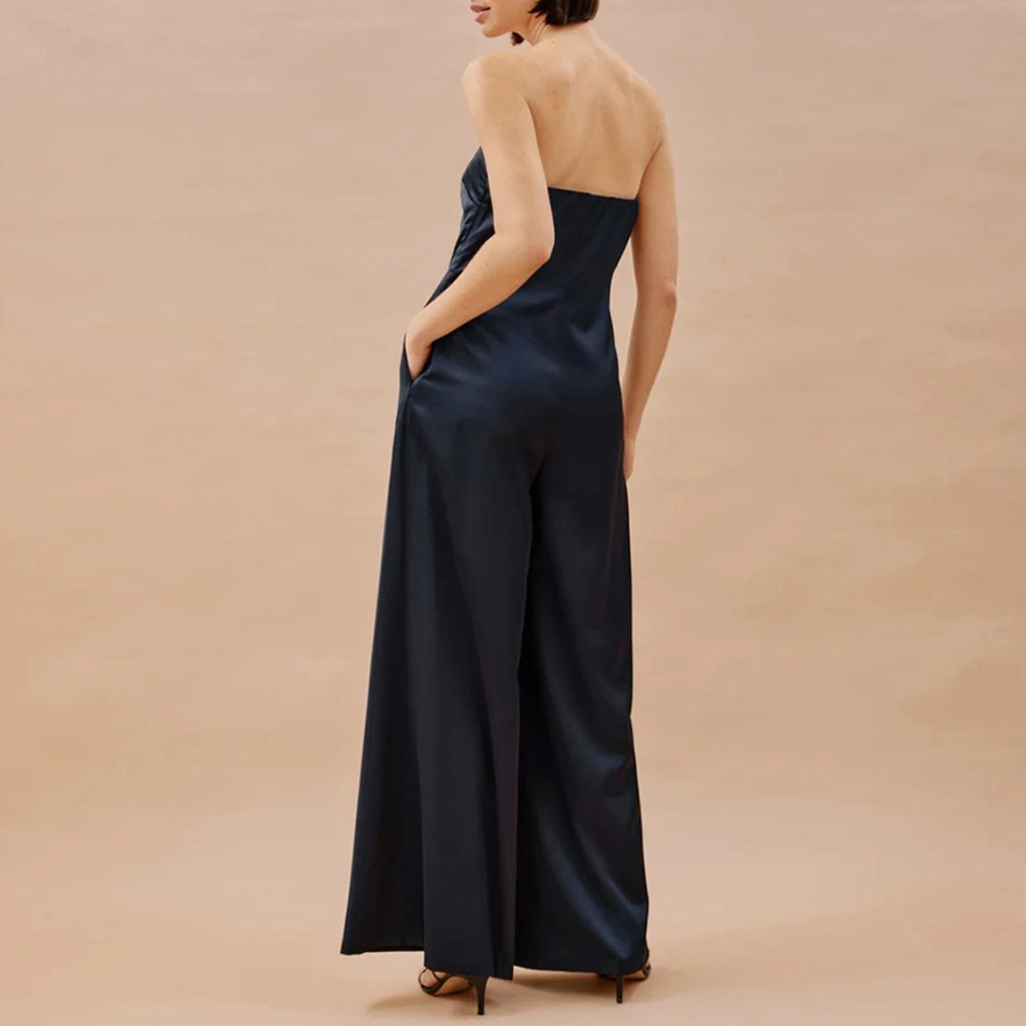 Navy Satin Jumpsuit main product photo