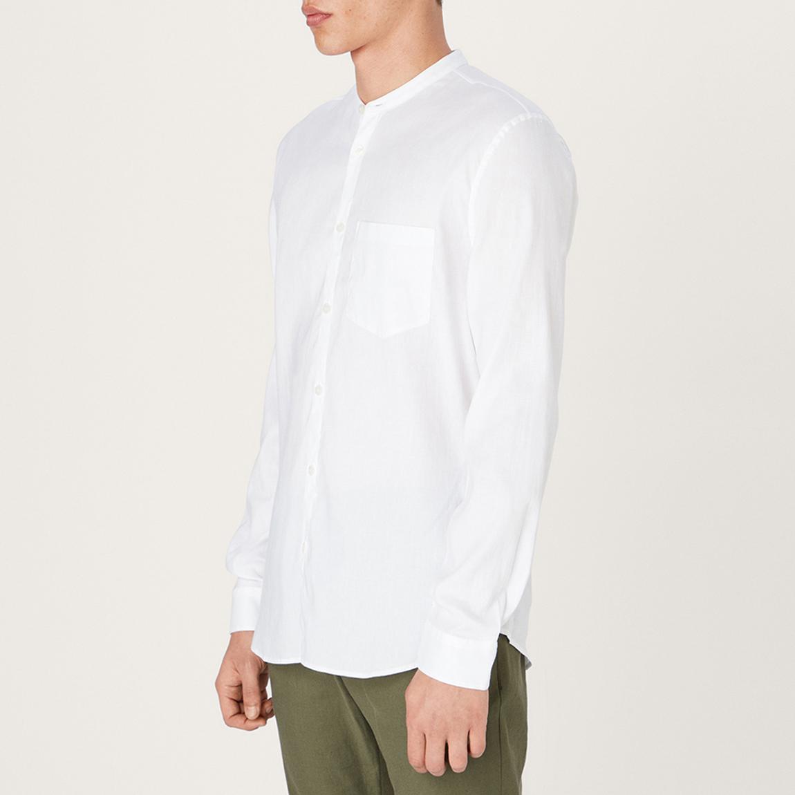 White All Day Collarless Cotton Blend Shirt main product photo