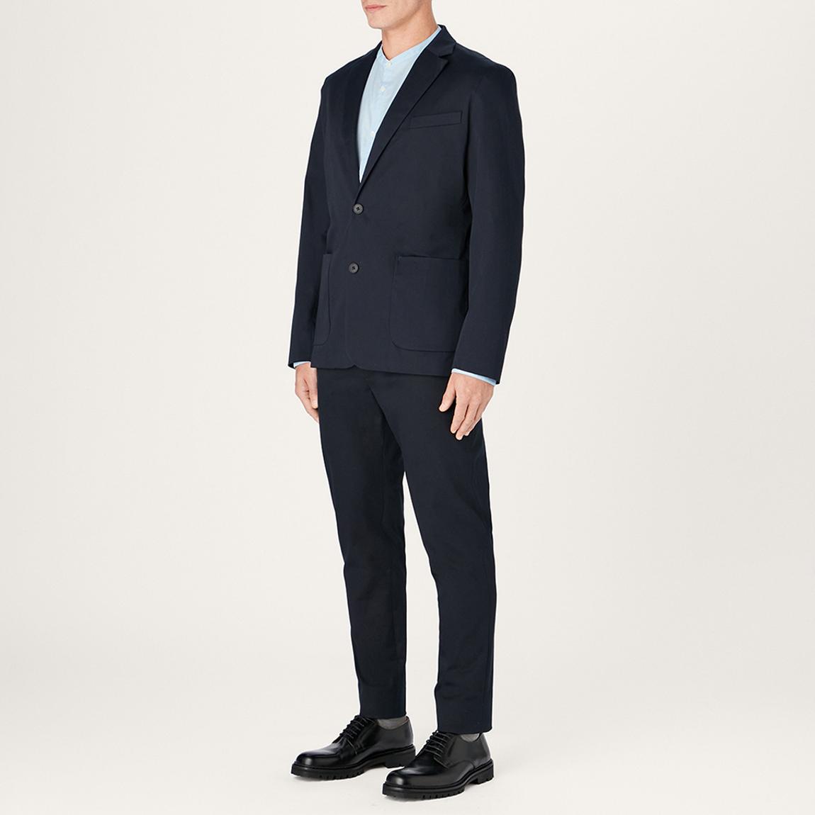 Navy Single Breasted Cotton Blend Blazer main product photo