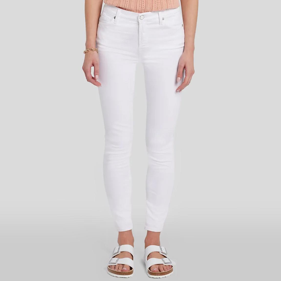 White Skinny Crop Embellished Stretch Jeans main product photo