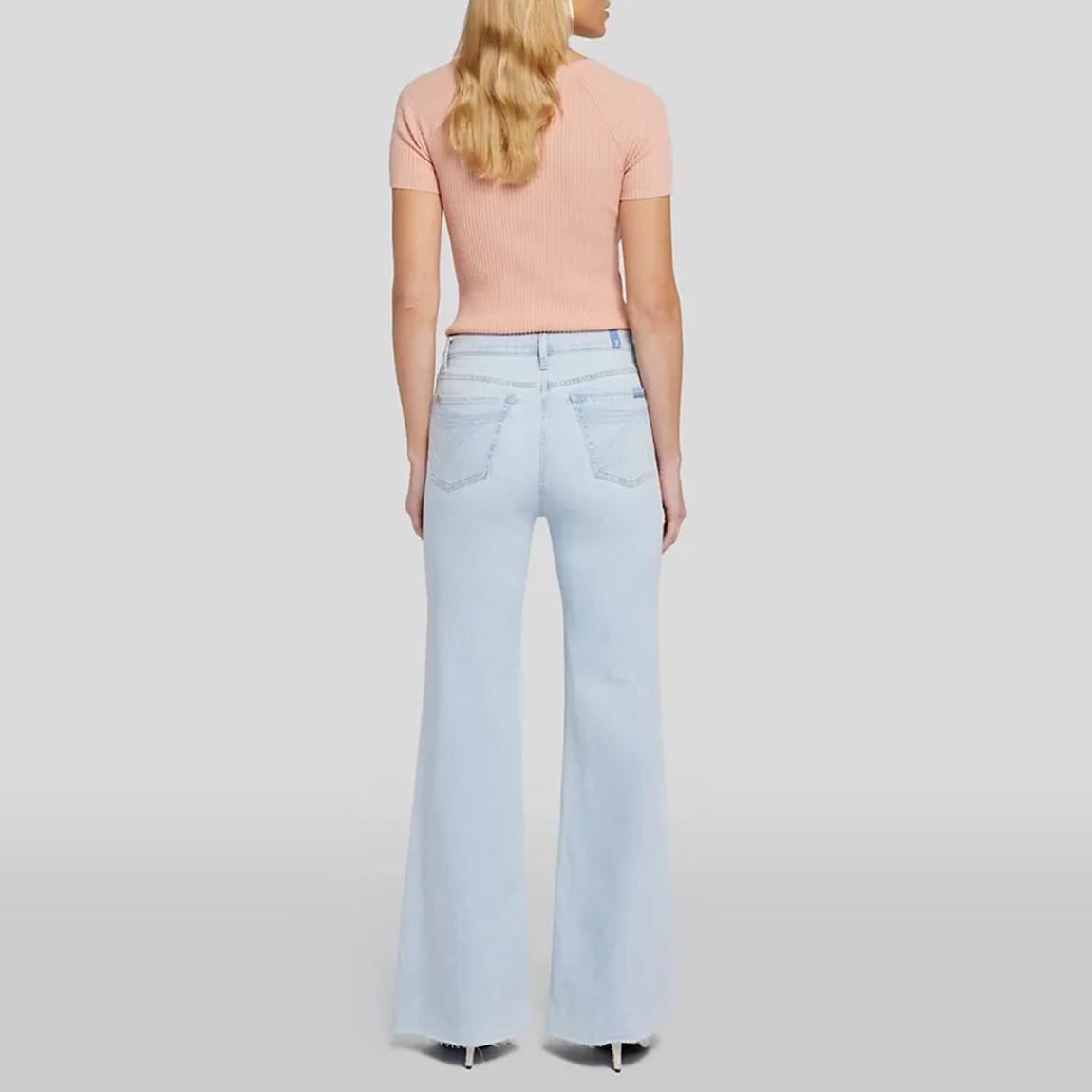 Light Blue Dojo Tailorless Flare Stretch Jeans main product photo