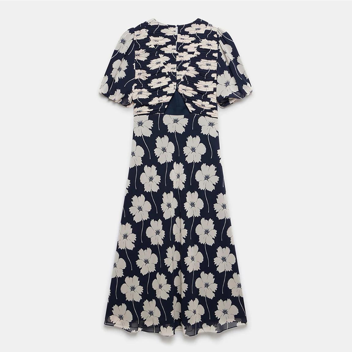 Navy Floral Print Midi Dress main product photo
