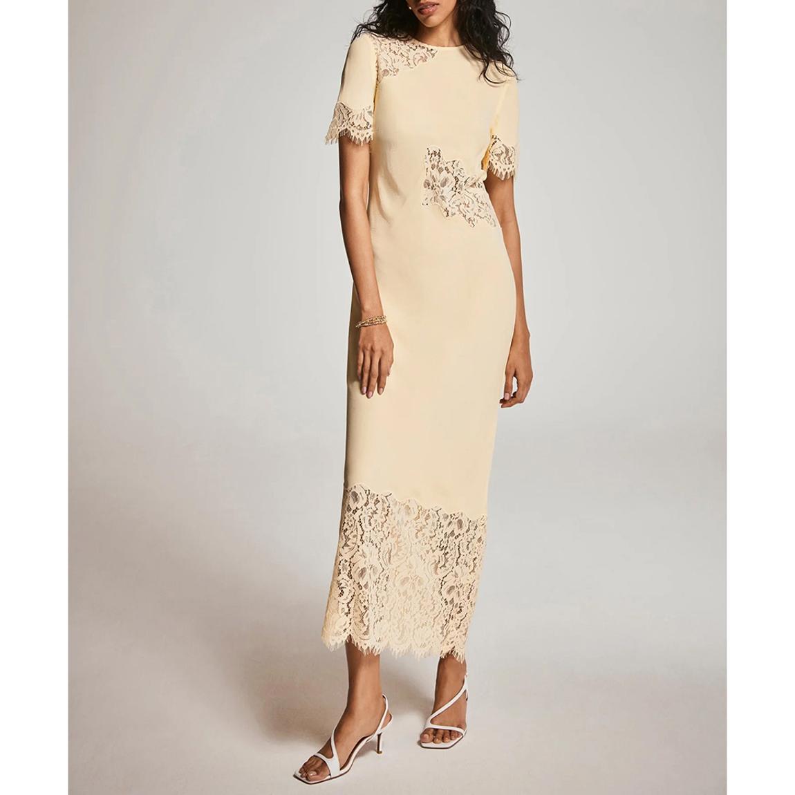 Yellow Lace Cut Out Maxi Dress main product photo
