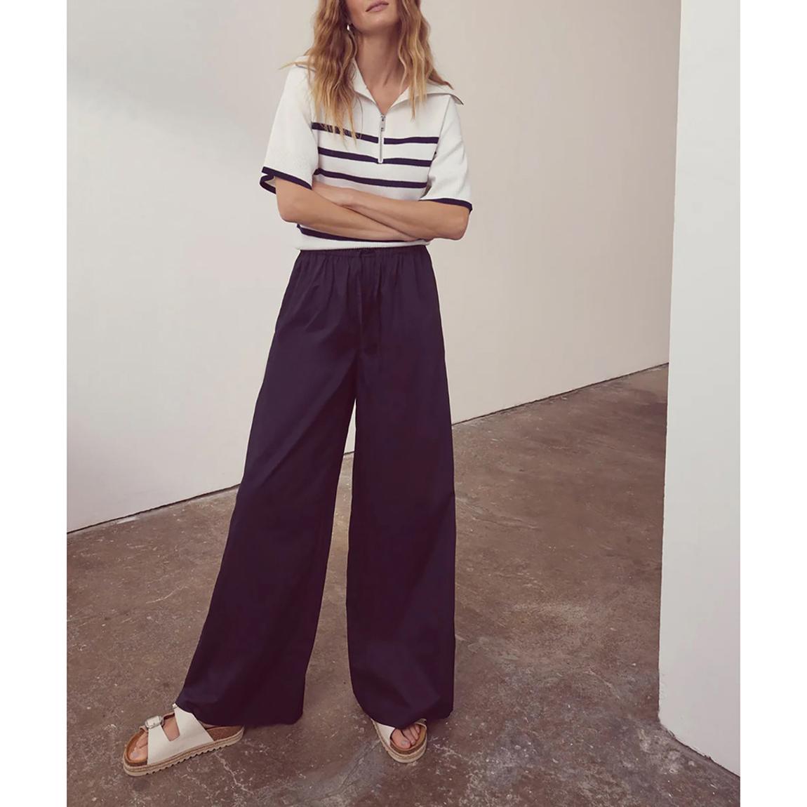 Navy Cotton Wide Trouser main product photo