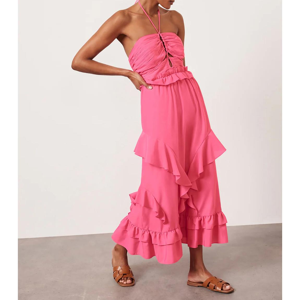 open lace back dress Pink Full Hem Midi Dress  Mint Velvet