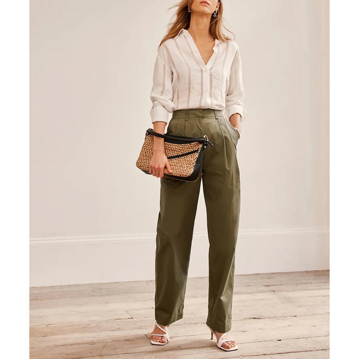 Mint Velvet Khaki Cotton Blend Trouser BrandAlley