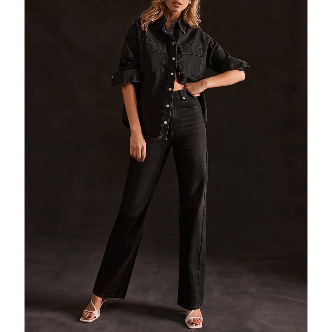 Black Twisted Wide Jeans main product photo