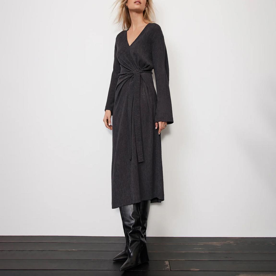 Dark Grey Knot Detail Midi Dress main product photo