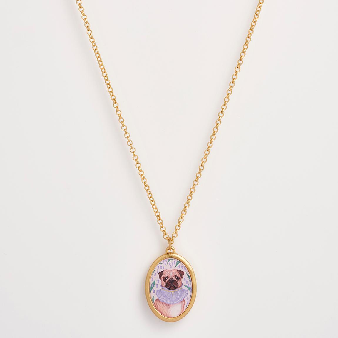 Catherine Rowe Pet Portraits Pug Pendant Short Necklace main product photo