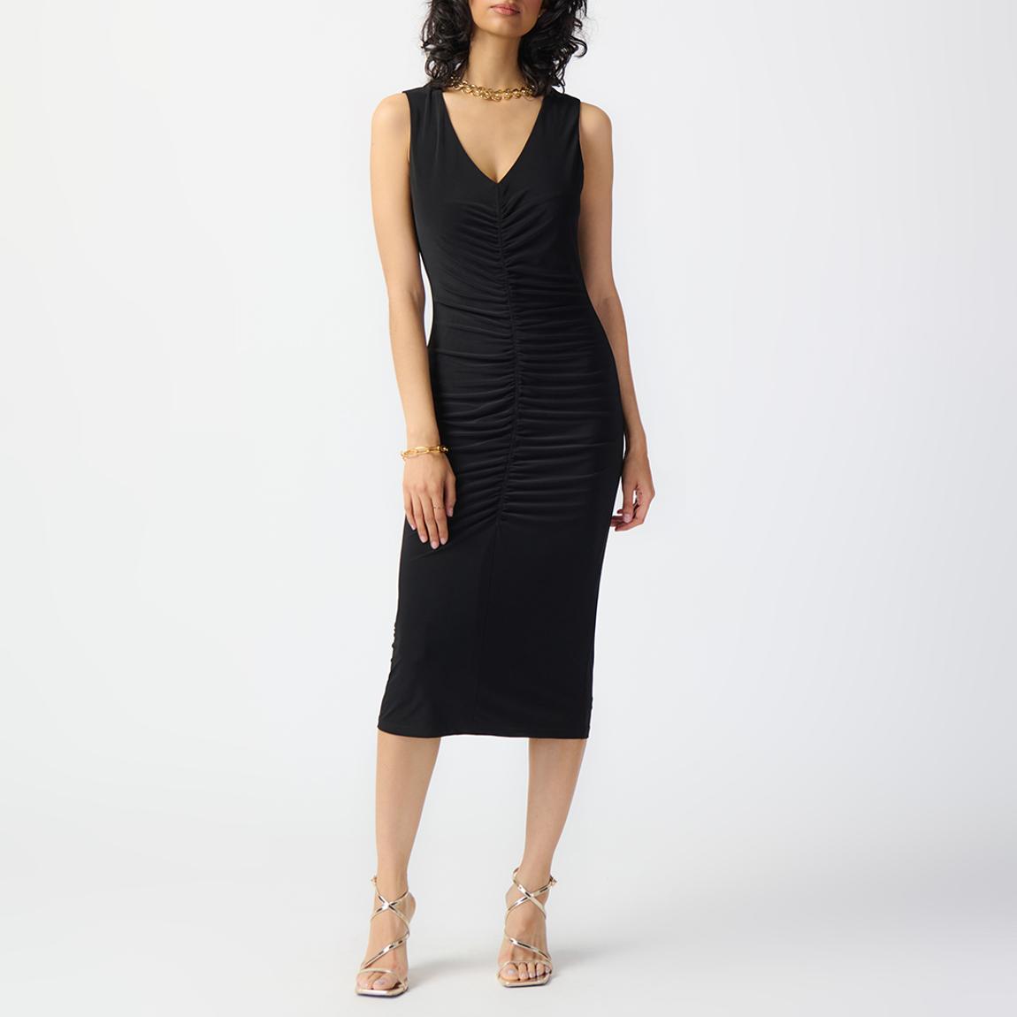 Black V-neck Midi Dress main product photo