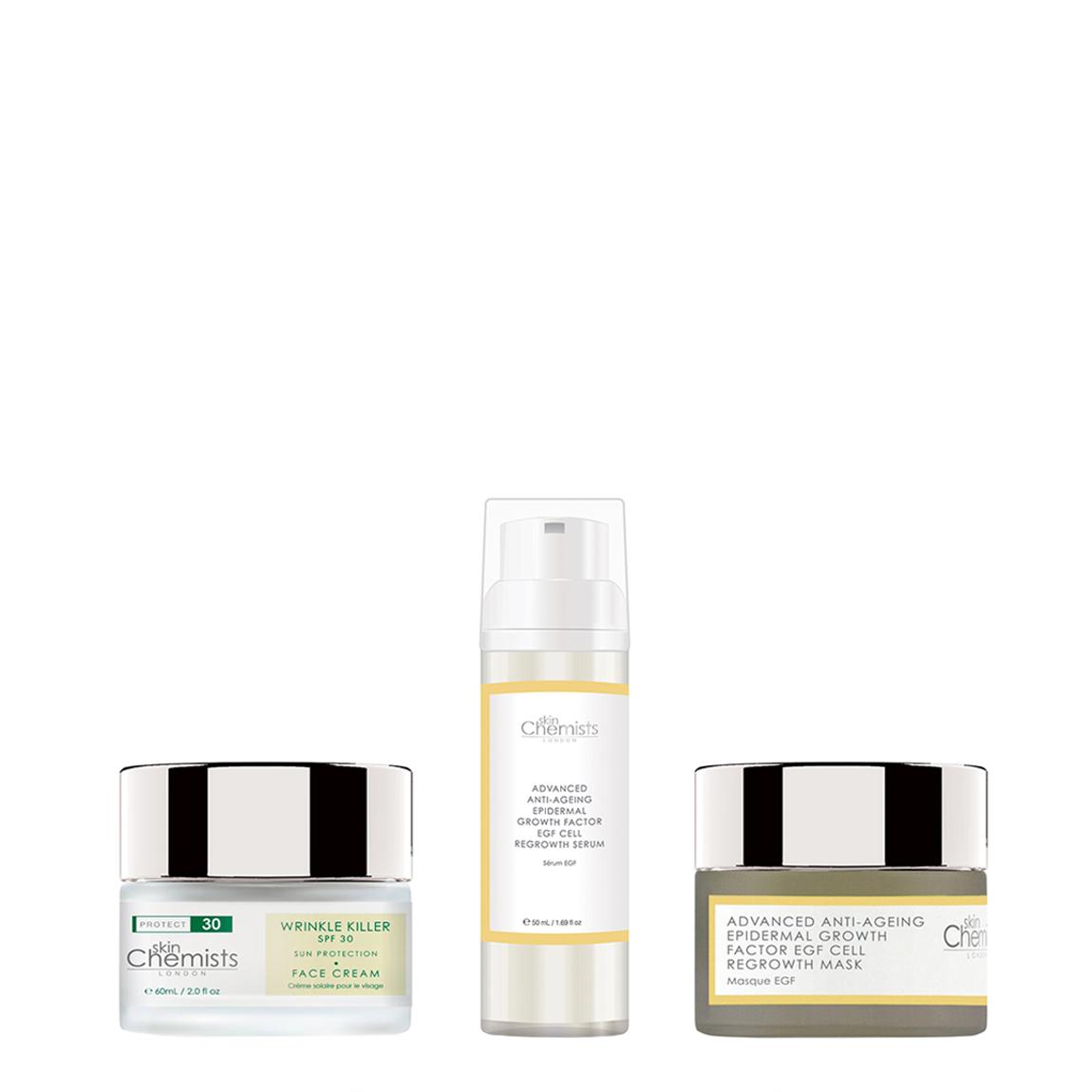 SPF 30 Day Cream+skinChemists Advanced Epidermal Growth Factor Cell Regrowth Serum+Mask main product photo