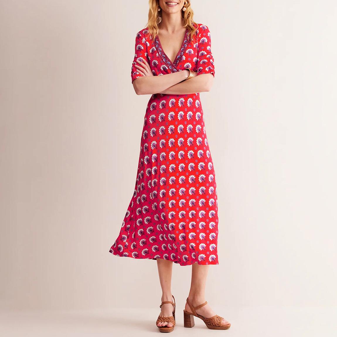 Red Rebecca Jersey Midi Tea Dress main product photo