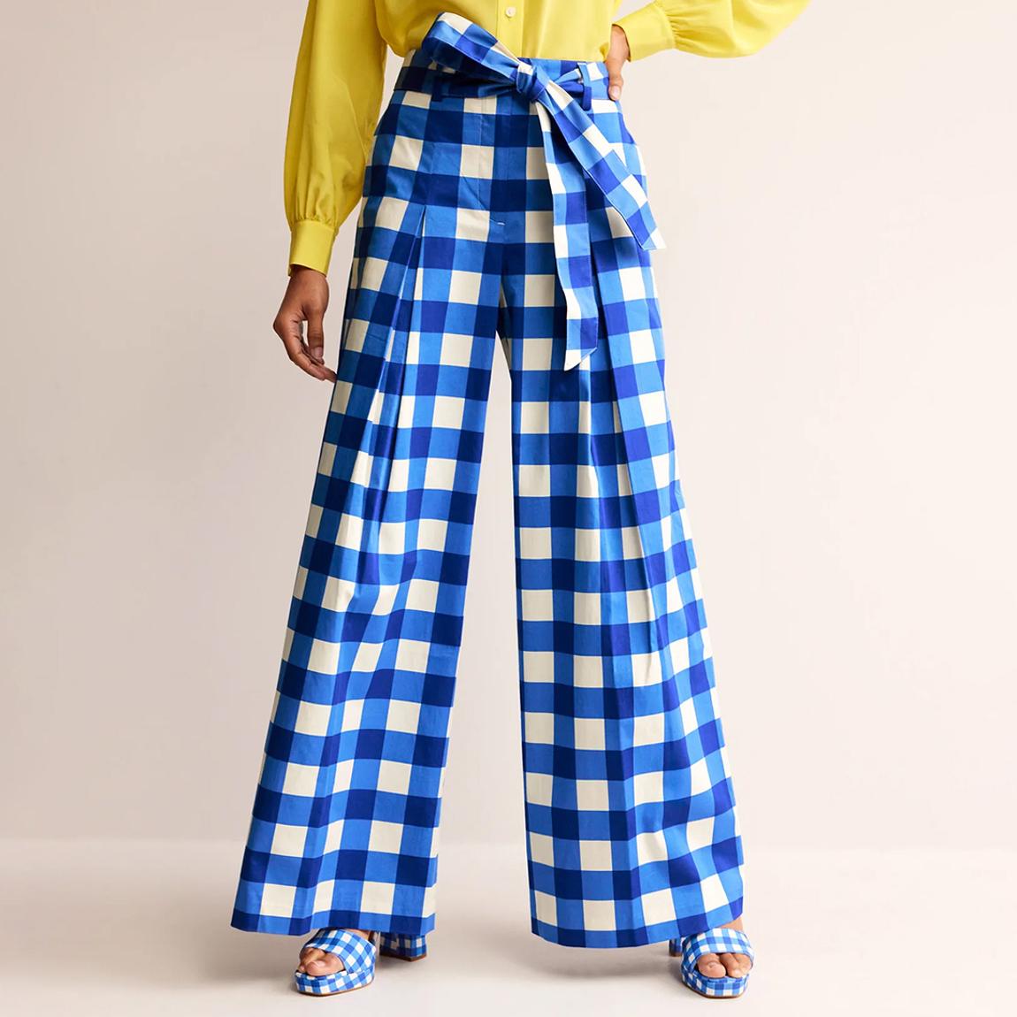 Blue Palazzo Cotton Sateen Trousers main product photo