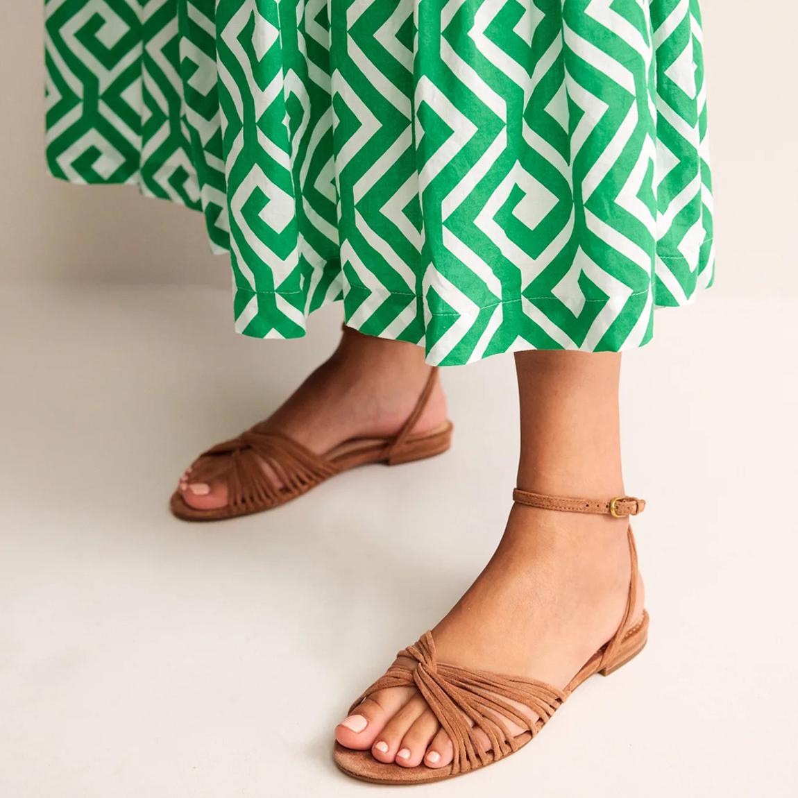 Brown Twist Front Leather Sandals main product photo
