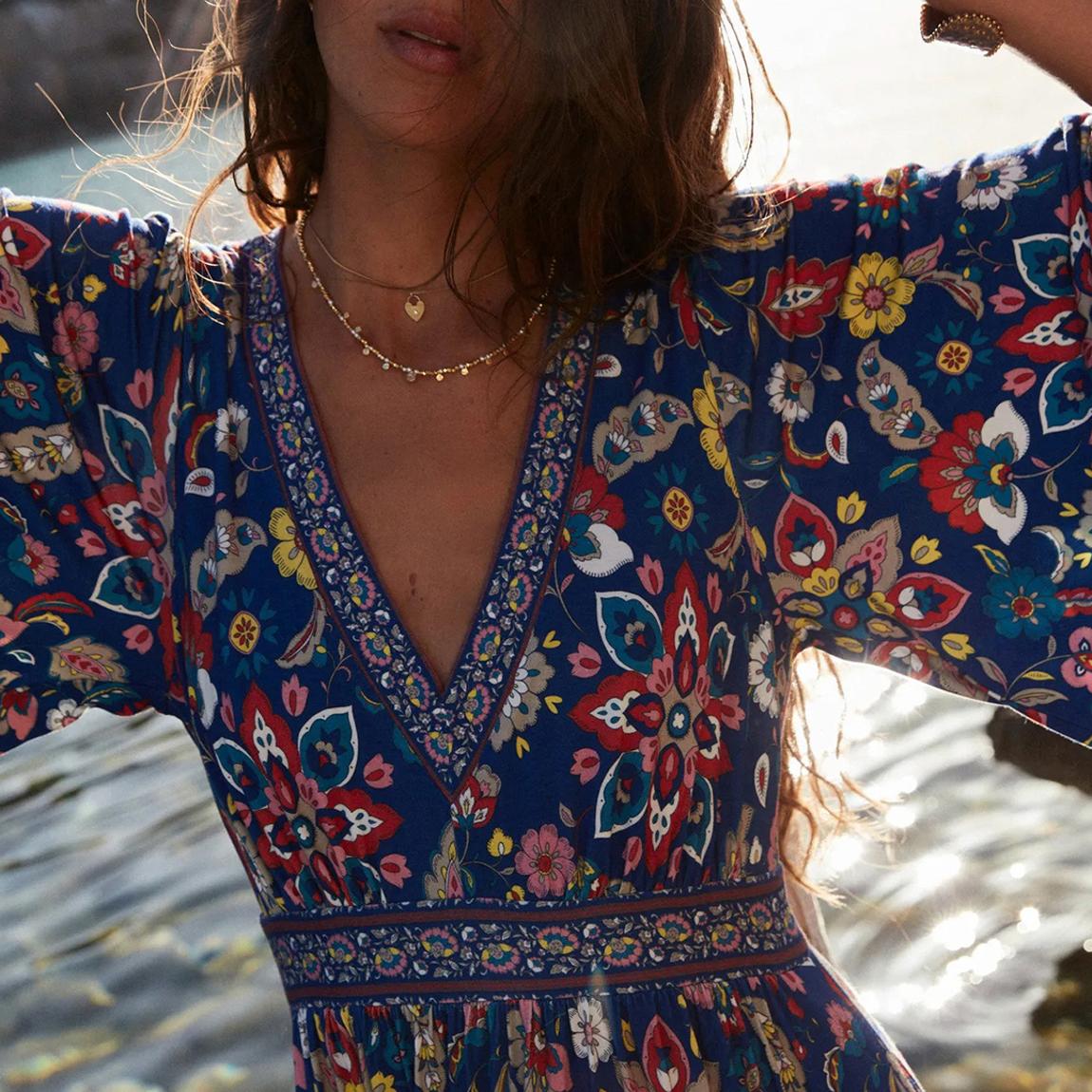 Boden Navy Maya Kimono Jersey Maxi Dress - BrandAlley