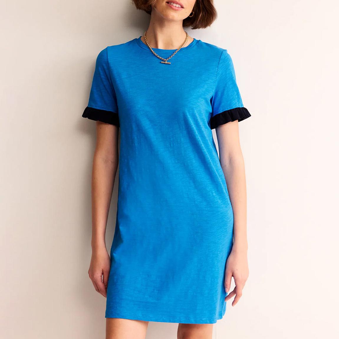 Blue Emily Ruffle Cotton Dress main product photo