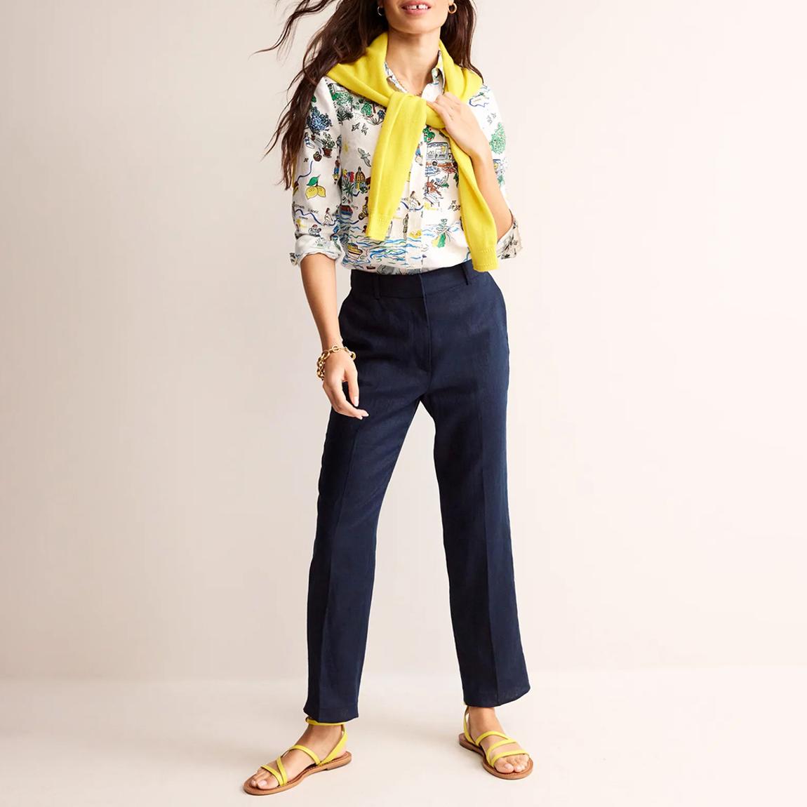 Navy Kew Linen Trousers main product photo