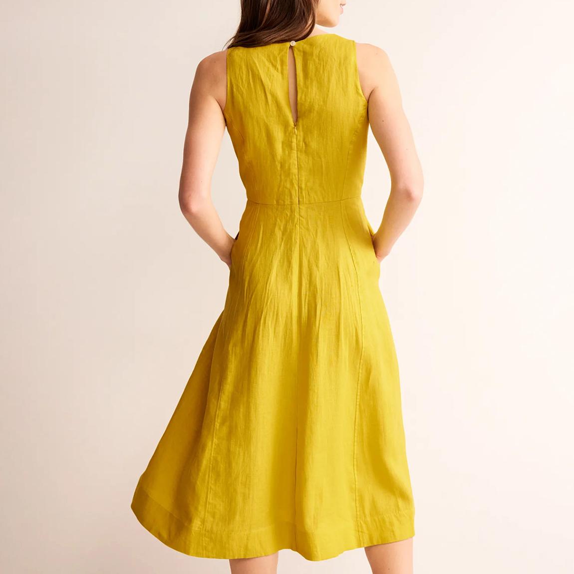 Boden Yellow Carla Linen Midi Dress - BrandAlley Boden Yellow Carla Linen Midi Dress - BrandAlley