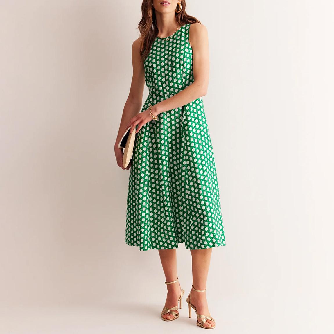 chinese dress ladies Carla Linen Midi Dress-Navy