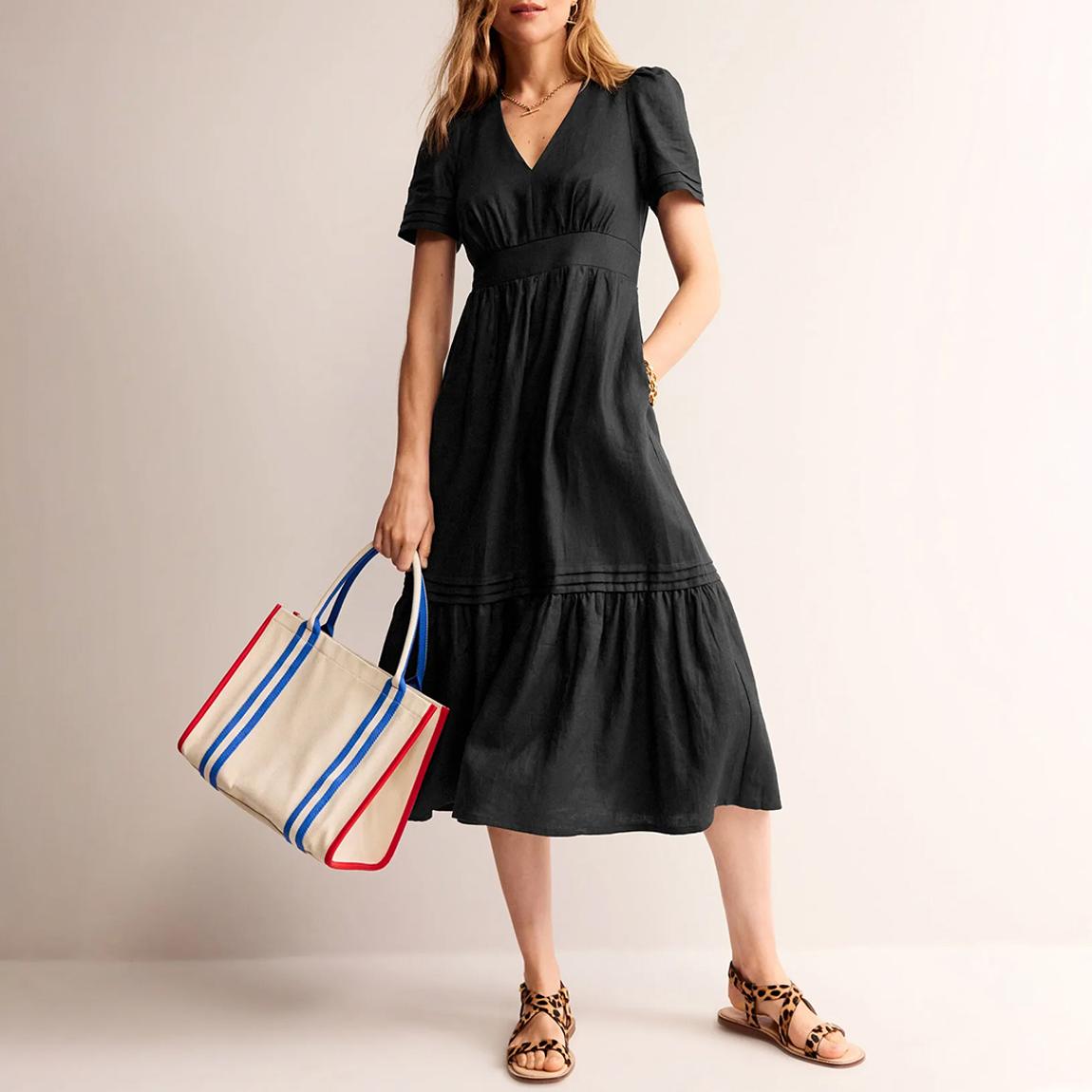 Black Eve Linen Midi Dress main product photo