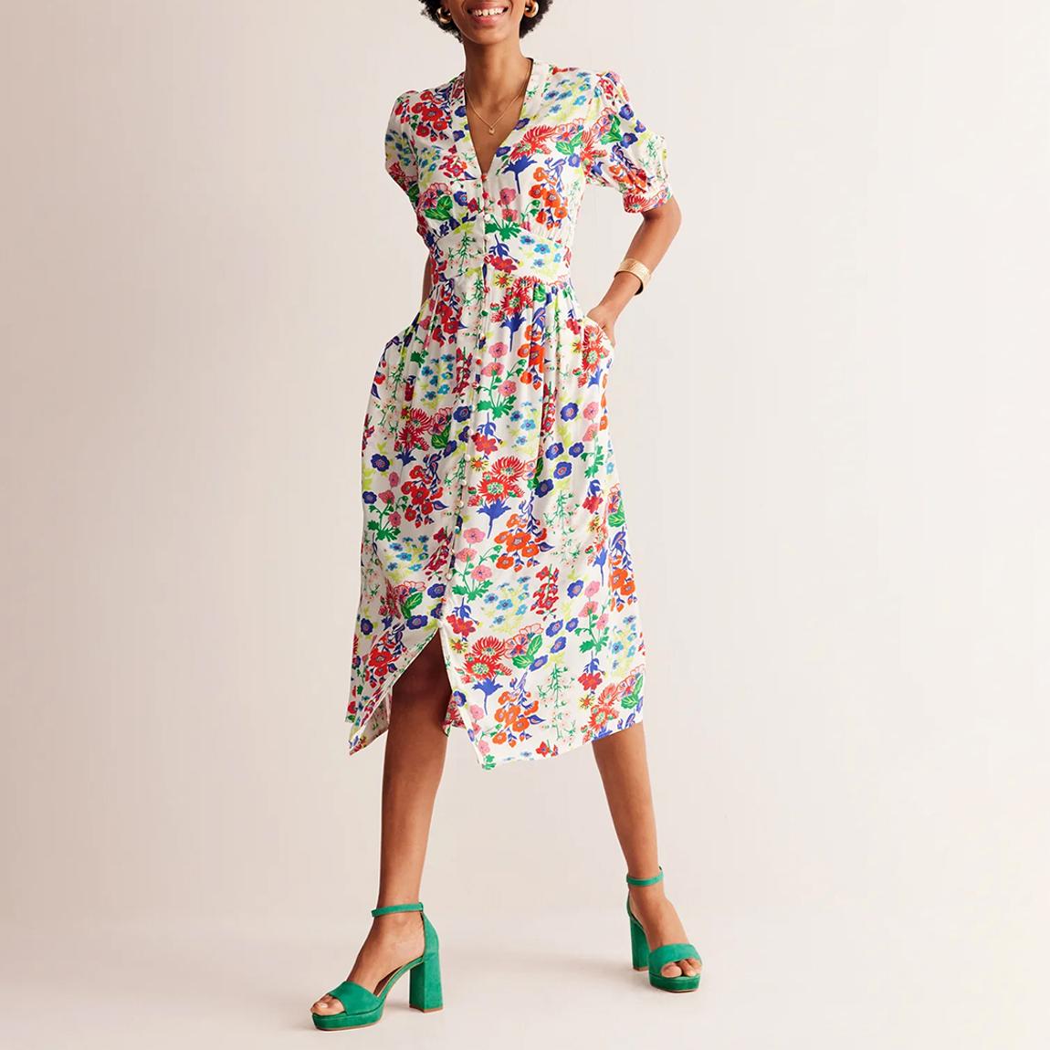 elsa midi tea dress Boden Elsa Midi Tea Dress in Blue