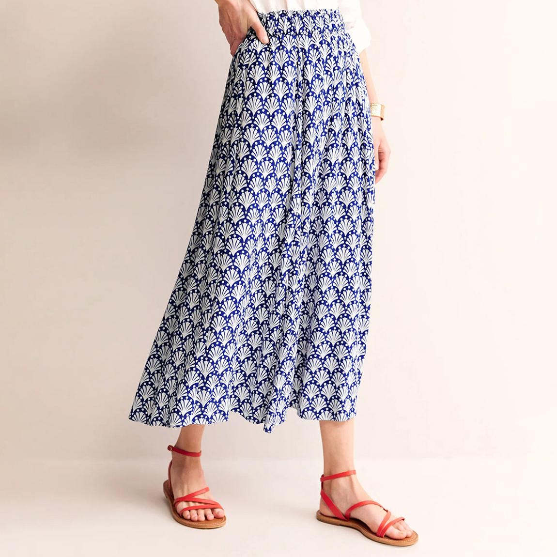 Navy Crinkle Midi Skirt main product photo