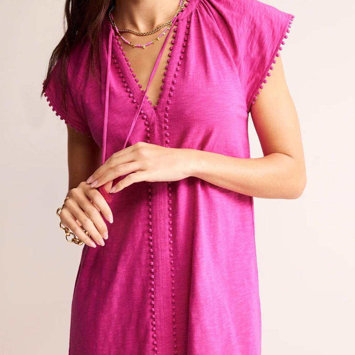 Pink Millie Pom Cotton Dress main product photo