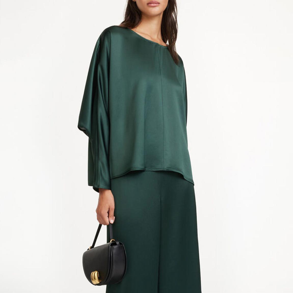 Deep Green Odelleys Long Sleeve Blouse main product photo