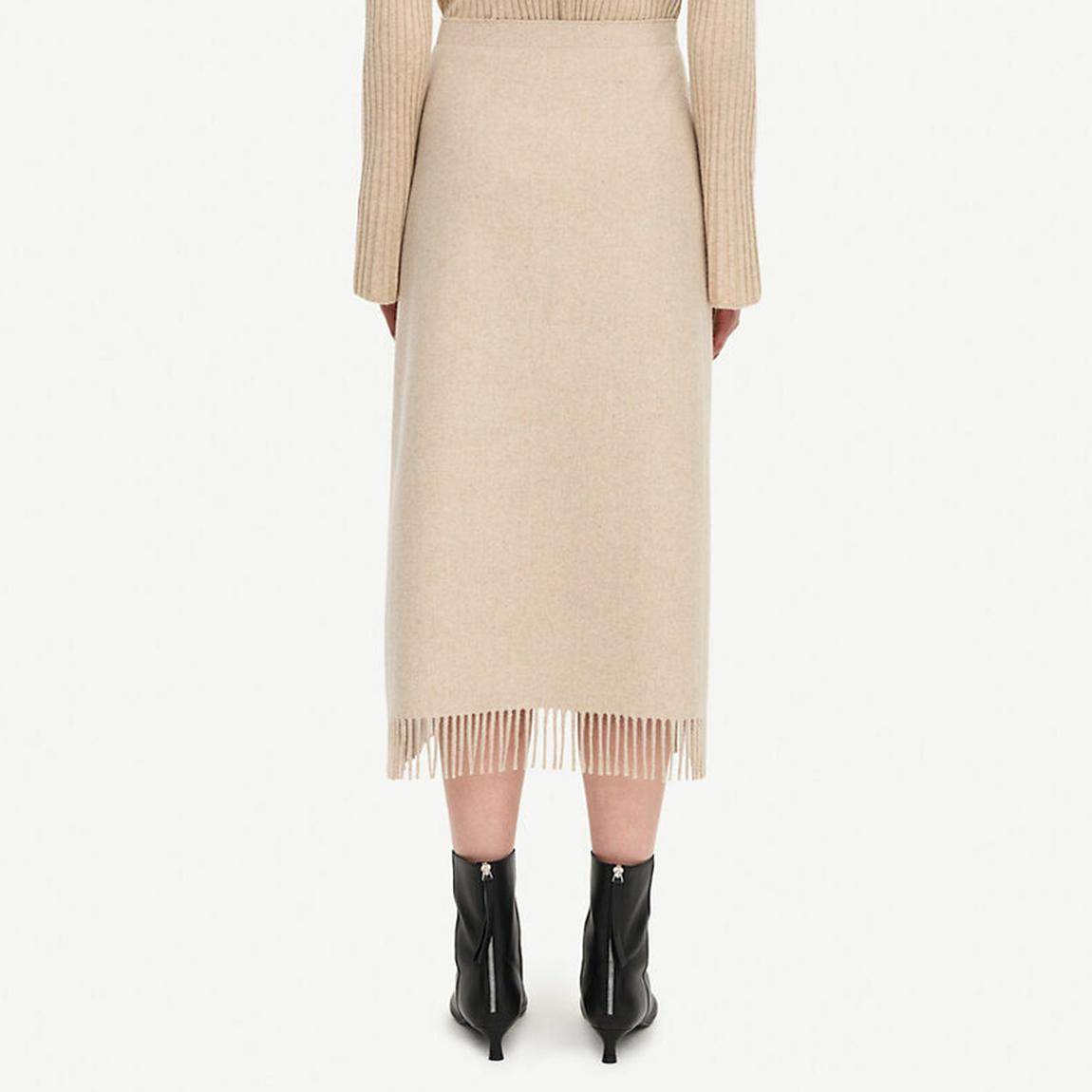 Beige Wool Blend Ciarra Midi Skirt main product photo