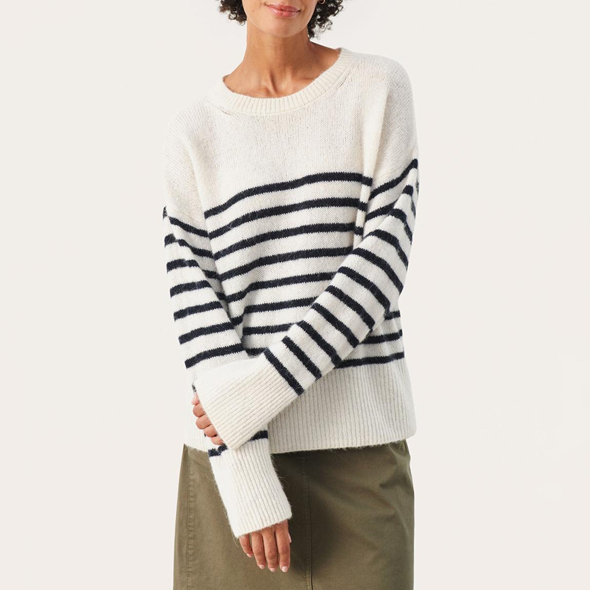 White Stripe Wool Blend Finnley Jumper main product photo