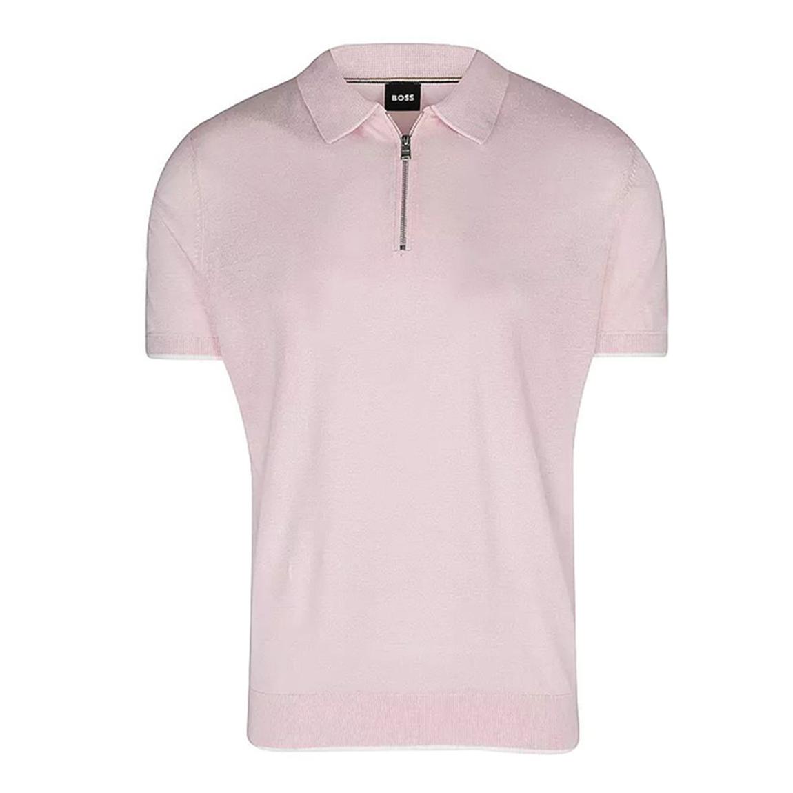 Pink Zip Collar Polo Shirt main product photo