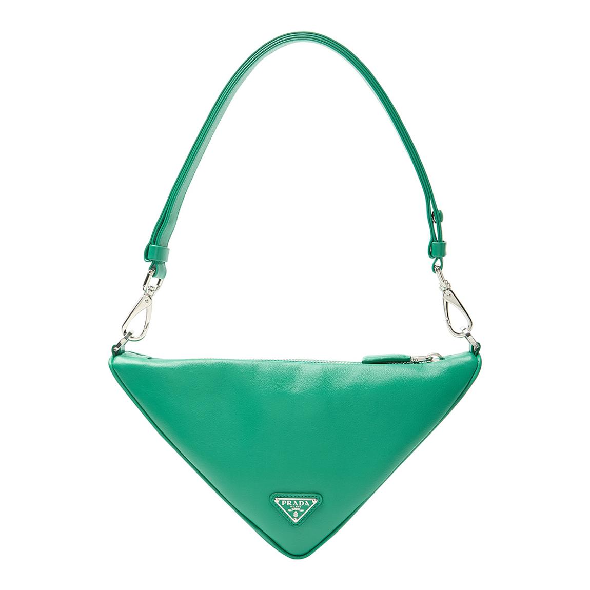 Green Leather Triangle Shoulder Bag main product photo