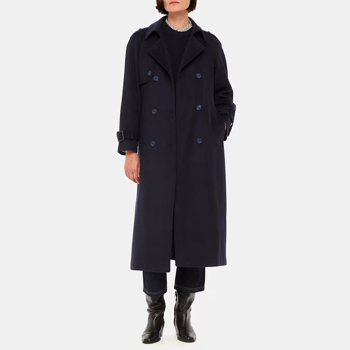 Navy Sabine Wool Blend Trench Coat main product photo