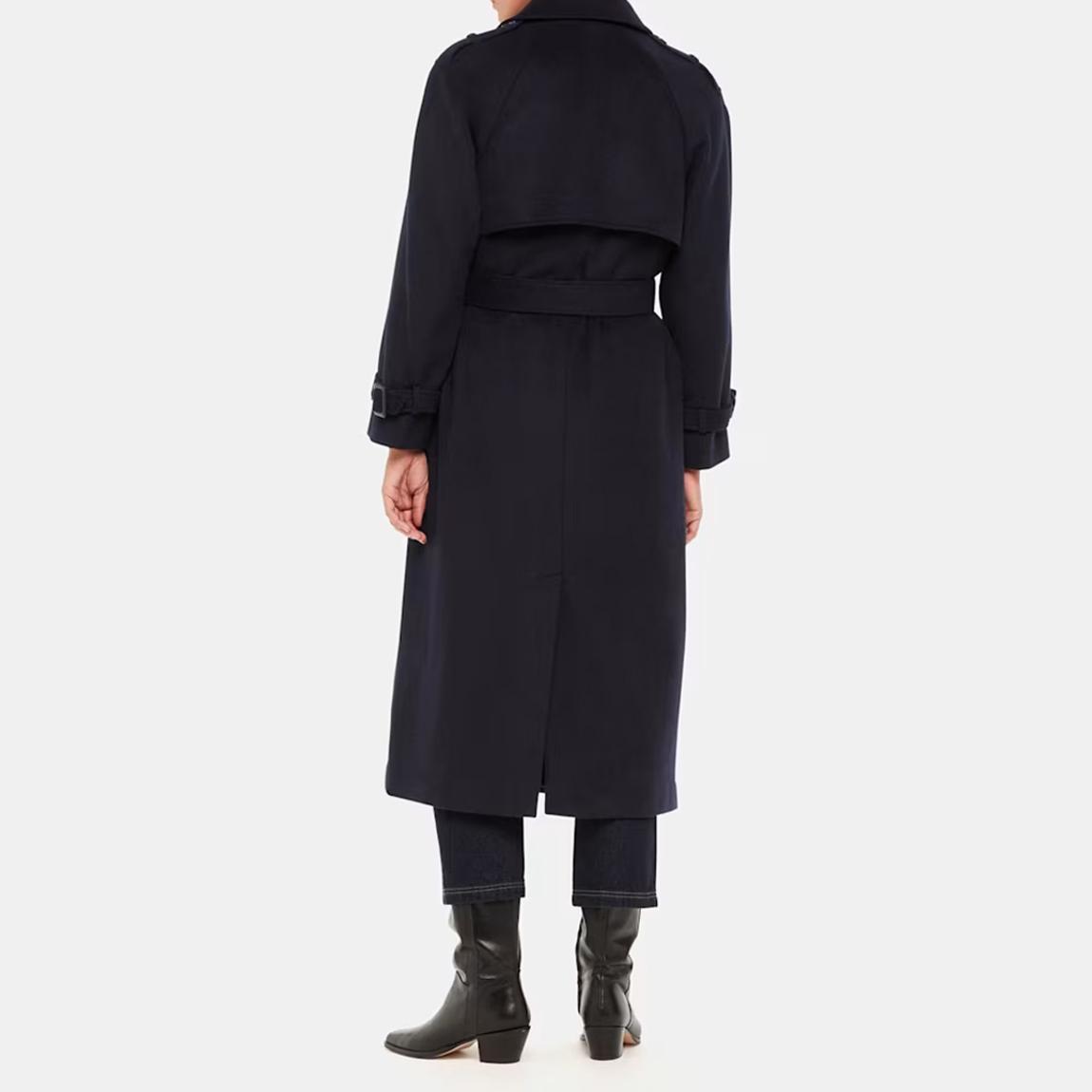 WHISTLES Navy Sabine Wool Blend Trench Coat - BrandAlley