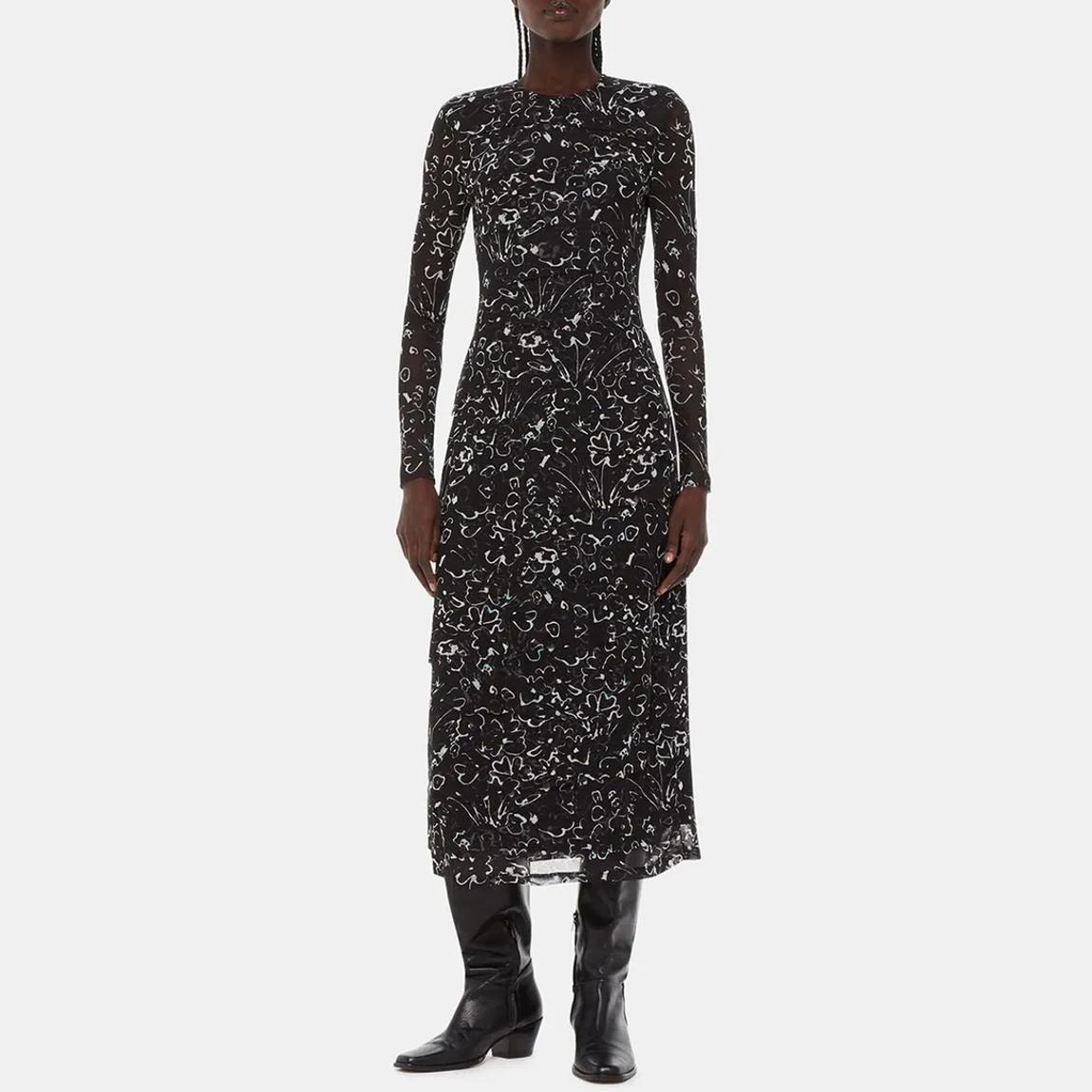 Black Scribble Bouquet Mesh Midi Dress main product photo