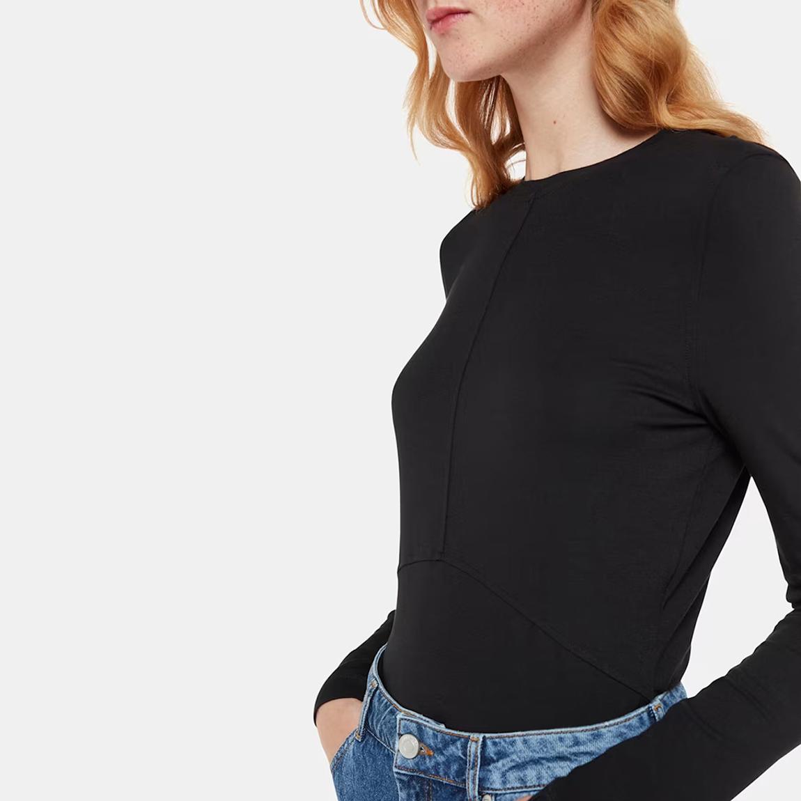 Black Curve Seam Detail Top main product photo