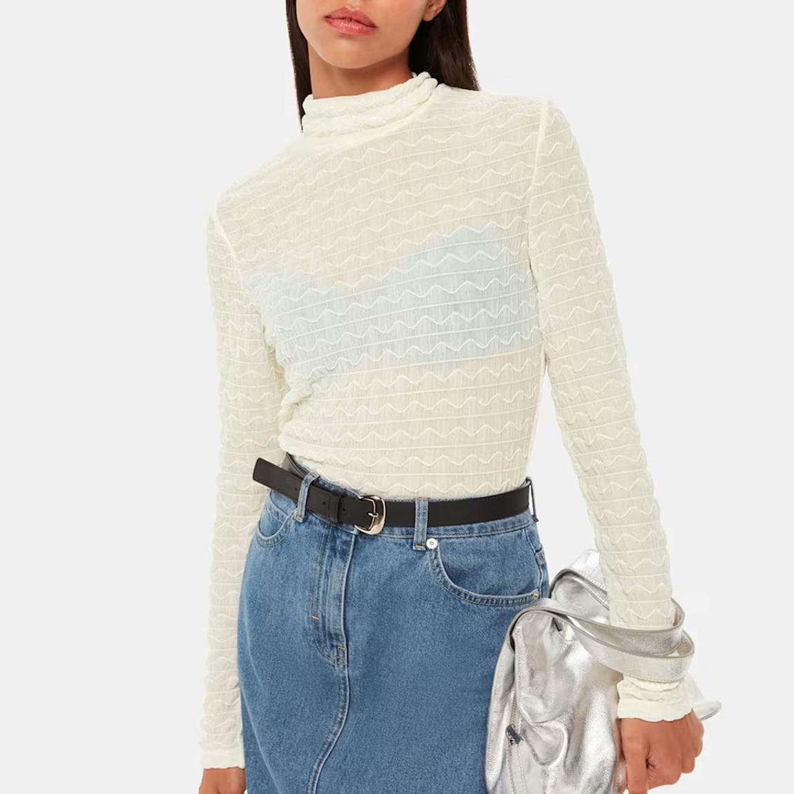 White Texture Ruched Top main product photo