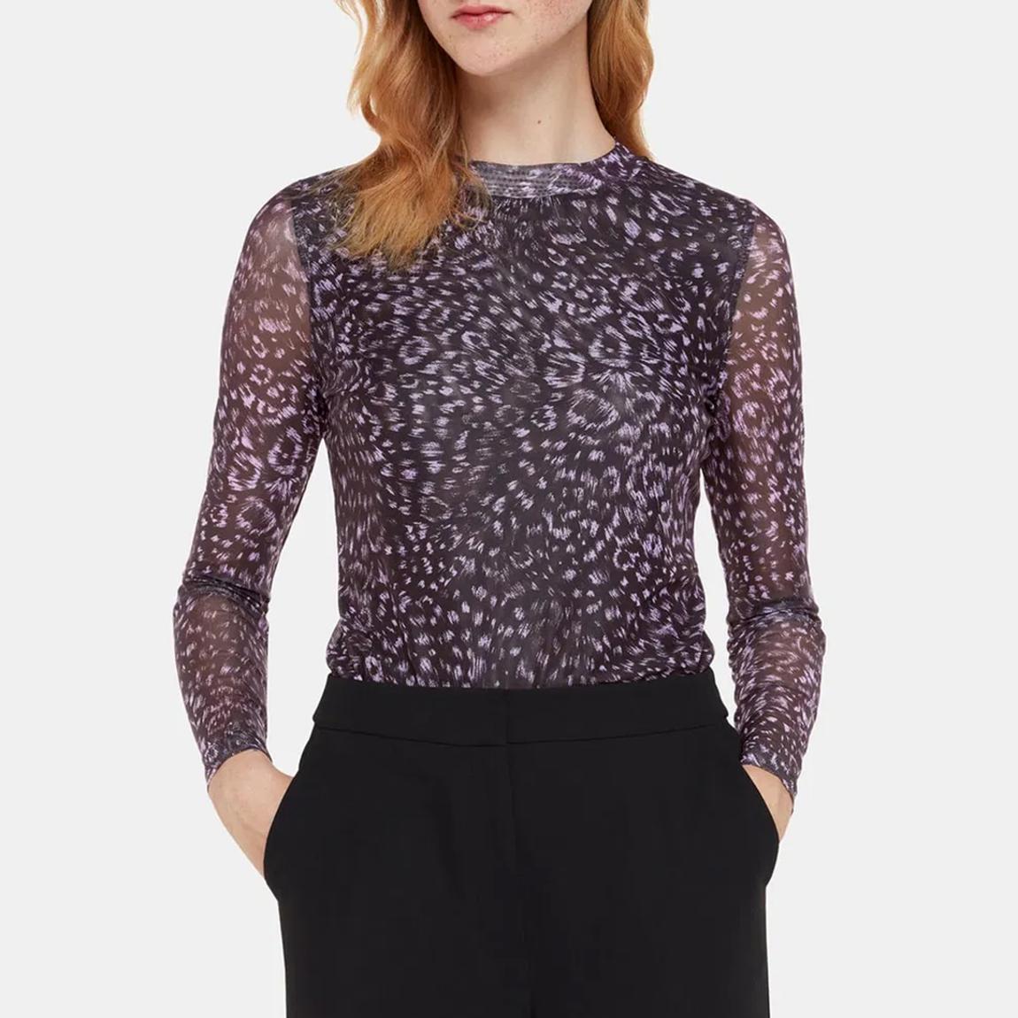 Purple Feather Leopard Mesh Top main product photo