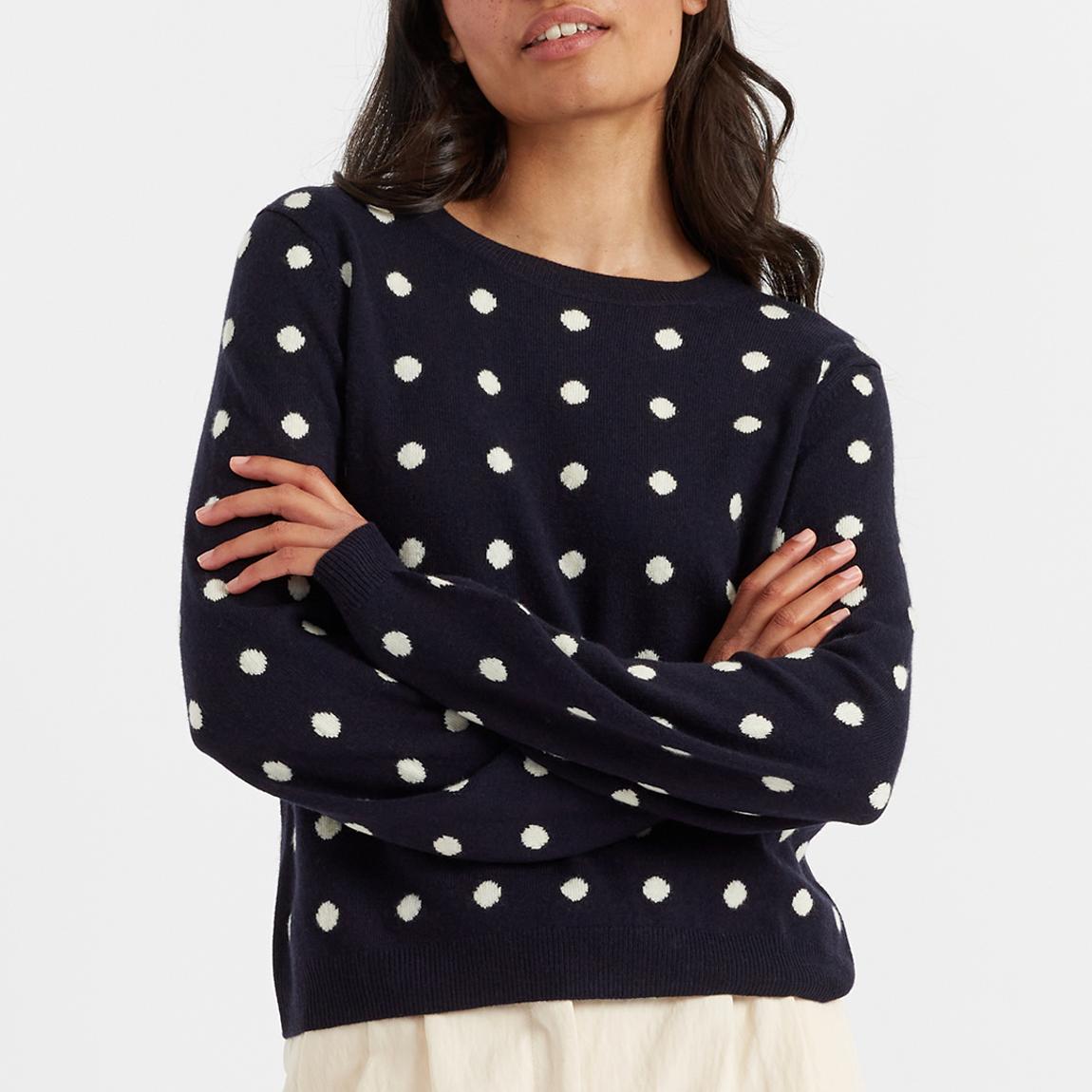 Navy Spot Cashmere Wool Blend Jumper main product photo
