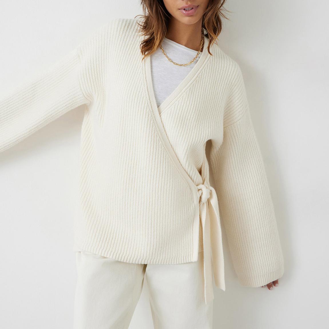 White Minnota Wool Blend Cardigan main product photo