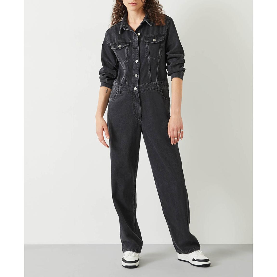 Black Celia Cotton Denim Boilersuit main product photo