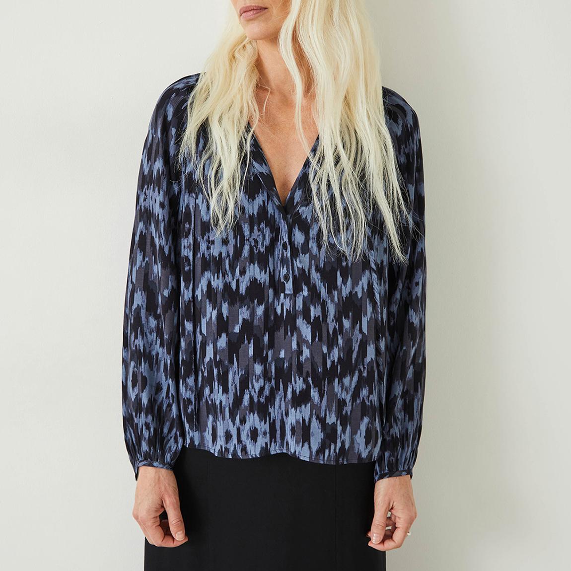 Navy Mila Tie Neck Blouse main product photo